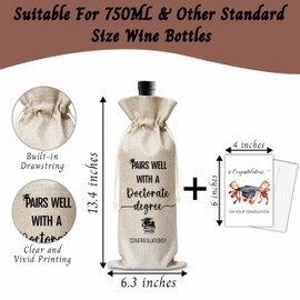 Doctorate Degree Graduation Gifts For Women Man, Doctorate Degree Students Graduation Wine Gift Bag, Pairs Well With A Doctorate Degree Wine Bag, Graduation Party Decoration Supplies Favors, B12