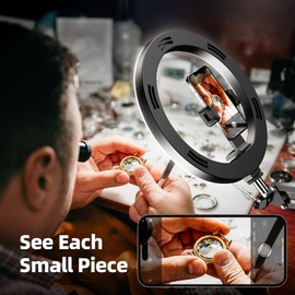 Ring Light with Overhead Camera Mount, Ring Light with Desk Clamp, Phone Holder for Video Recording, Ideal for Artist/Painting/Jewelry Making/Knitting/Crochet/Embroidery/Pottery/Leather Crafting