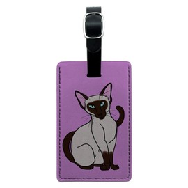 Graphics & More Siamese Cat on Pink-Pet Leather Luggage Id Tag Suitcase Carry-on, Black