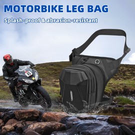 Motorcycle Leg Bag, Men's Thigh Bag, Motorcycle Leg Bag, Waterproof & Adjustable Leg Strap, for Running, Hiking, Cycling, Motorcycle, Sports and Work, black, Sports