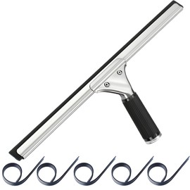 SakuraLovely8 Squeegee Draining Wiper, Window Cleaning, Car Washing, Stainless Steel, Glass Cleaning, Silver, Includes 5 Replacement Rubbers, 17.7 inches (45 cm)