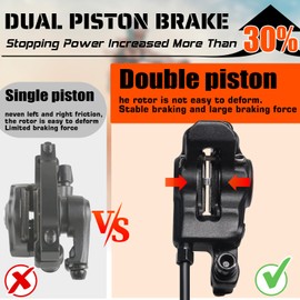 BUCKLOS MTB Hydraulic Disc Brakes, Mountain Bike Left Front 800mm Right Rear 1450mm Hydraulic Brake Set Aluminum Alloy Levers with Calipers PM/is Adapter Fit EBike/Fat Bike