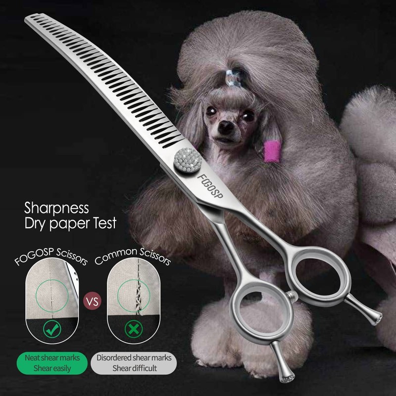 FOGOSP 7.0'' Curved Chunkers Shears for Dog Grooming Professional Magic