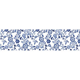 NUVCELKA 2 Pack Wreath Sash for Front Door Blue Rose Floral Ribbon 55"x5" Vintage Garland Accessories Monogram Bow Decor Porch Indoor Outdoor Party Doorway Home Wall (Chinoiserie Floral)