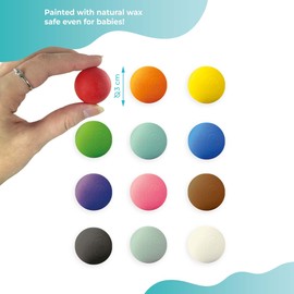 Ulanik Wooden Balls for Sorters Toddler Montessori Toys for 1 Year Old + Baby Preschool Wooden Games for Learning Colour Sorting and Counting — 12 balls