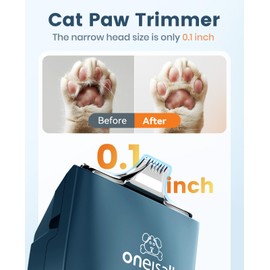 oneisall Quiet Pet Clippers, Cat Clippers for Matted Hair, Cordless Cat Hair Trimmer for Paw, Waterproof Pet Trimmers for Cats, Pet Shaver for Dogs and Cats