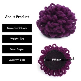 Yinmei Baibian Purple Locs Ponytail Drawstring Curl Loc Petal Bun Dreadlock Breaded Faux Locs Ponytails Synthetic Clip in on Hair Pieces for Black Women(Purple)
