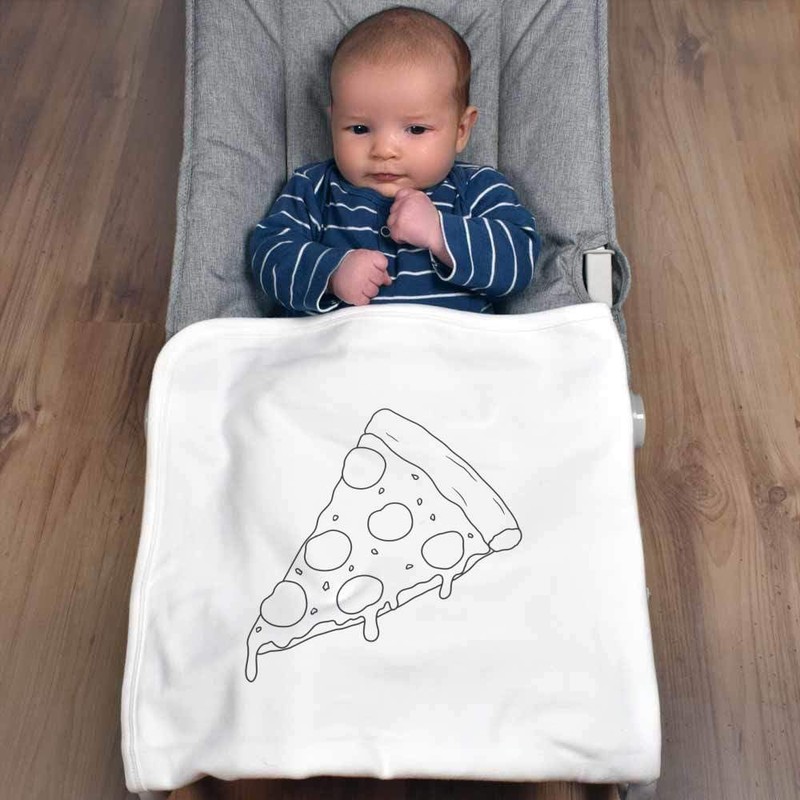 Azeeda 'Pepperoni Pizza Slice' Cotton Baby Blanket/Shawl (BY00040066)