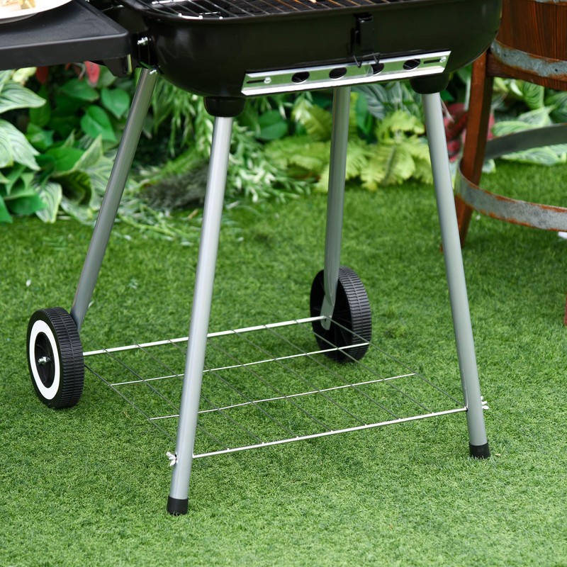 Outsunny Portable Charcoal Grill with Foldable Side Shelf and Bottom