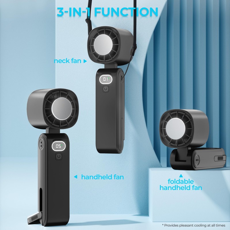 Portable Handheld Fan with Cooling Plate, 5000mAh Rechargeable Personal Fan,