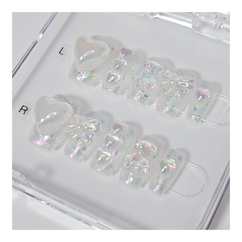 Aurora Ice Pop Handmade Nail Tips - Short Oval /