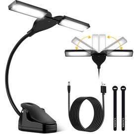 CAHAYA Folding Music Stand Light: 28 Led Super Bright Clip on Lamp 3 Color 3.9in 180°Foldable Panels Perfect for Piano Sheet Music Guitar Book Reading