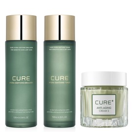 Kim Jeong-moon Aloe Cure Hydra Soothing Emulsion 130ml + Toner 130ml + Lassens Loe Cure Anti-Aging Cream S 50g, 1 set / 김정문알로에 큐어 하이드라 수딩 에멀젼 130ml + 토너 130ml + 라센스 로에 큐어 안티에이징 크림 에스 50g, 1세트