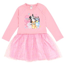 Bluey Bingo Coco Toddler Girls French Terry Tulle Dress Pink 5T