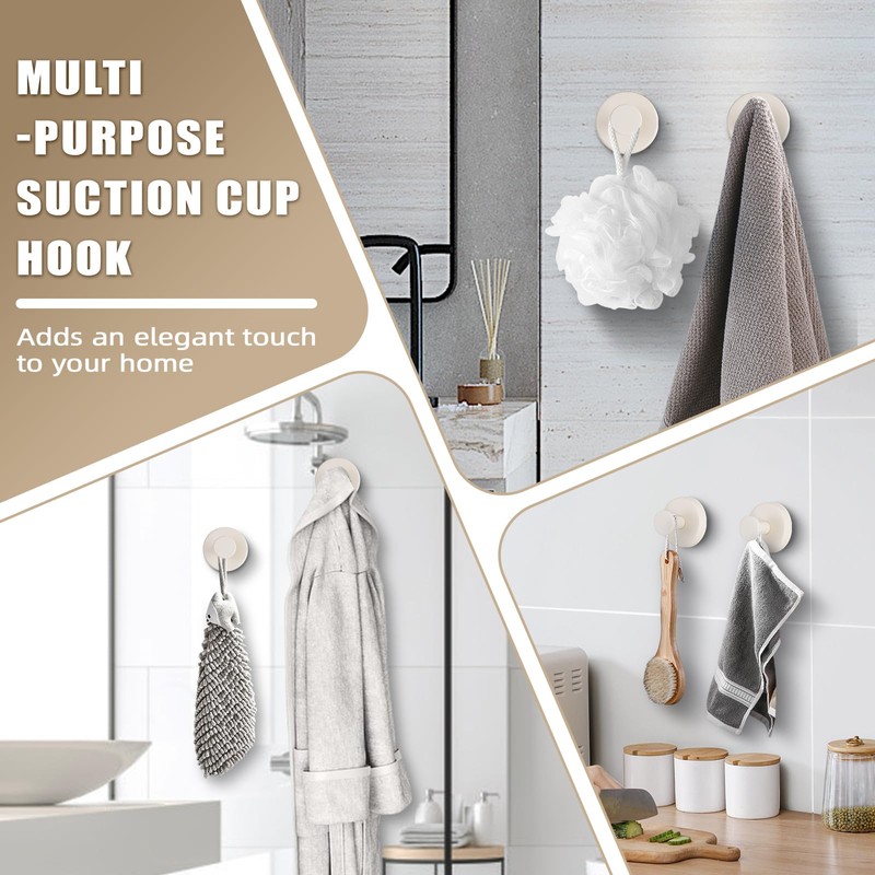 Fenas Suction Cup Hooks for Shower No-Drill Bathroom Hooks for