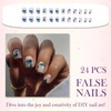 24PCS Blue Flower Stick on Nails – Short Square Shape