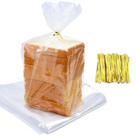 Homrelaxy 150Pcs Plastic Bread Bags for Homemade Bread and 160 Ties, 18 x 8 x 4 Inch Reusable Clear Loaf Bags, Adjustable, Perfect for Home Bakers and Bakeries