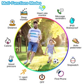 Dwfit Kinder-Fitness-Tracker für Kinder, Mädchen, Jungen, Teenager, IP68 wasserdichter Aktivitätstracker, Schrittzähler, Herzfrequenz-Schlaf-Monitor, 11 Sport-Modi, Gesundheit mit Schrittzähler,