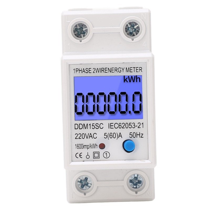 LCD Digital Energy Meter Single Phase 2P Electricity Usage Monitor