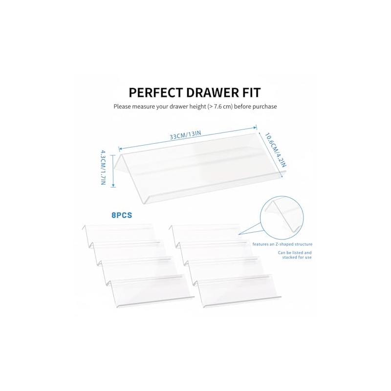 Pack of 4 Adjustable Spice Rack for Drawers, Spice Rack,