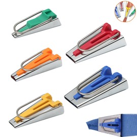 Bias Tape Maker, Bias Tape Maker Set, Fabric Bias Tape Maker Tool Set, Tape Maker Set, 5 Sizes (6 mm, 9 mm, 12 mm, 18 mm and 25 mm), Tape Maker Set for DIY Patchwork Kit (Pack of 5)