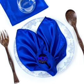 MDS Pack of 50 Satin Napkin Square 12 X 12 Inches Sliky Smooth Dinner Table Napkins Handkerchief for Weddings Baby Shower Birthday Party Home Banquet Dining Table Top Decorations - Royal Blue