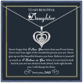 CERSLIMO Daughter Gifts from Dad, Father to Daughter Gifts, to My Daughter Gifts from Dad, Sterling Silver Daughter Necklace for Birthday Christmas Graudation