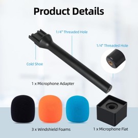 CaTeFo CaTeFo Mic Handle for DJI Rode Microphone, Handheld Stand Holder for Wireless GO2, Interview Rig Adaptor With Mic Flag, 3 Color Foams, StarRig-HC