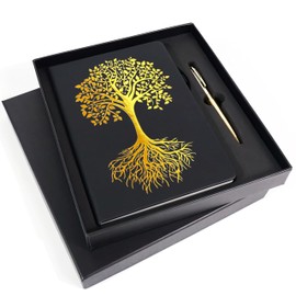 Veway Tree of Life Journal and Pen Gift Set - Vegan Leather Journal with Pen - Professional Diary for Women or Men - A5 Hardcover Fancy Notebook Gift Set - Index & 224 Lined Pages