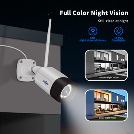 Hiseeu [5MP+2-Way Audio] Outdoor Security Camera Waterproof Home Security CCTV WiFi Surveillance Outdoor IP Camera with,Night Vision,Motion Detection,Remote Access and Compatible with IOS/Android/PC