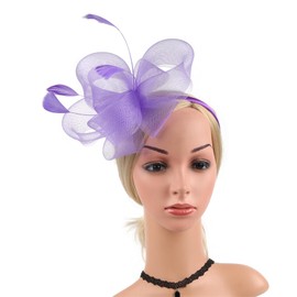 Fascinators for Women Flapper Headband for Women 20s Head Piece Roaring Hair Clip Great Gatsby Headpiece C06-Light Purple