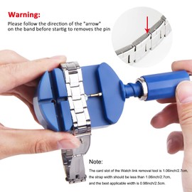 Watch Band Link Removal Tool Kit with 12pcs Replacement Pins and 3pcs Pin Punches 1pcs Head Hammer for Watch Bracelet Strap Adjustment and Watch Repair