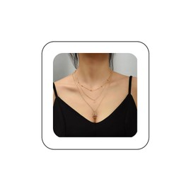 Inilbran Boho Layered Hamsa Hand Choker Necklace Tiny Crystal Pendant Necklaces Chain Gold Satellite Chain Necklaces Vintage Hamsa Necklace Jewellery for Women and Girls, Metal