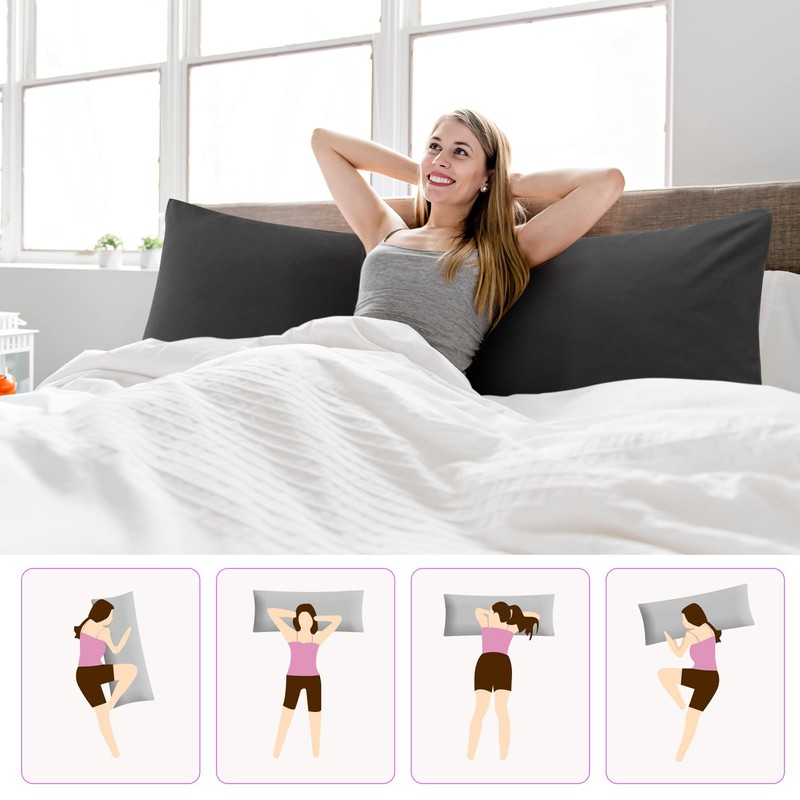 PiccoCasa Body Pillow Cover Microfiber Solid Nordic Life Size Large