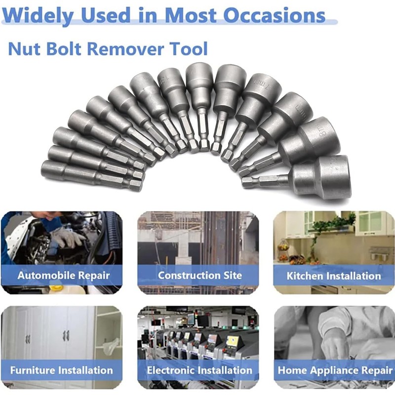 SyiXute 14-Piece Socket Spanner Set, 6-19 mm Recess Hexagonal Socket,