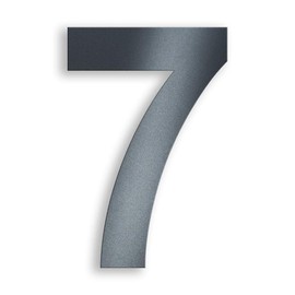 Metzler House Number Made of Solid Steel in Anthracite RAL 7016, Anthracite Grey, Fine Structure, Powder Coated, Arial Font, Height 20 cm, Number 7