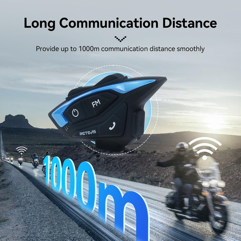 Retevis EZTalk 3A Motorcycle Helmet Headset, 5.1 Wireless Helmet with