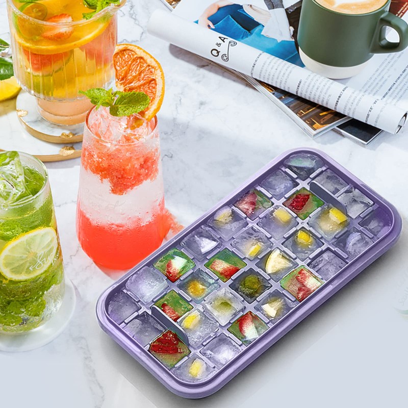 Ice Cube Tray with Lid and Bin for Freezer, 2
