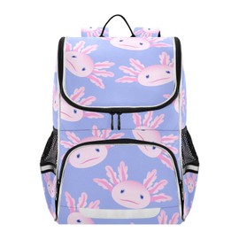 Sletend Backpack Cute Axolotl Salamander School Backpack Travel Hiking Large Capacity Causal Daypack Bookbag Laptop Schoolbag with Reflective Tape for Boys Girls Adults