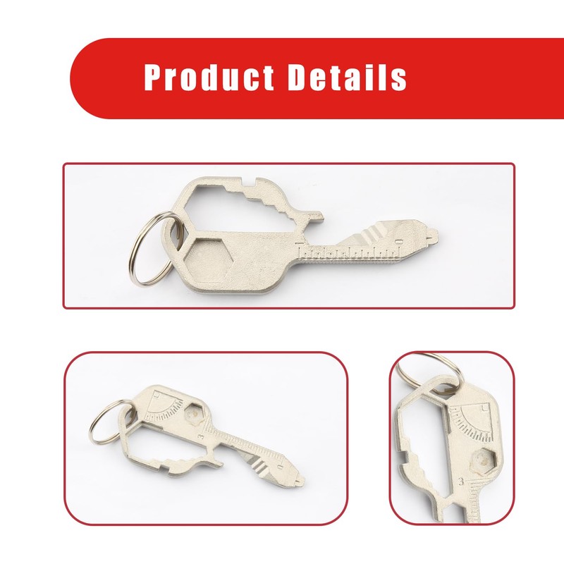 Bojueshaw 24-in-1 Multi Tool,Portable Stainless Steel Key Shaped Pocket Tool,Outdoor