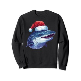 Cute Whale Shark Wearing Santa Hat Funny Animal Christmas Sweatshirt