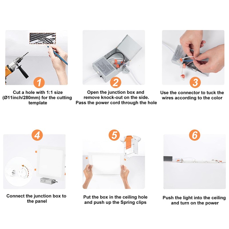 Vtuik 4 Pack 11 inch 24W Dimmable Square LED Recessed