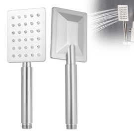 Square High Pressure Shower Heads 304 Stainless Steel Handheld Showerhead with Large Nozzle Universal Simple Silver Replacement Shower Head High Flow Even with Low Water Pressure
