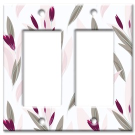 Art Plates 2 Gang Decora - GFCI Wall Plate - Purple and Pink Flower Toss