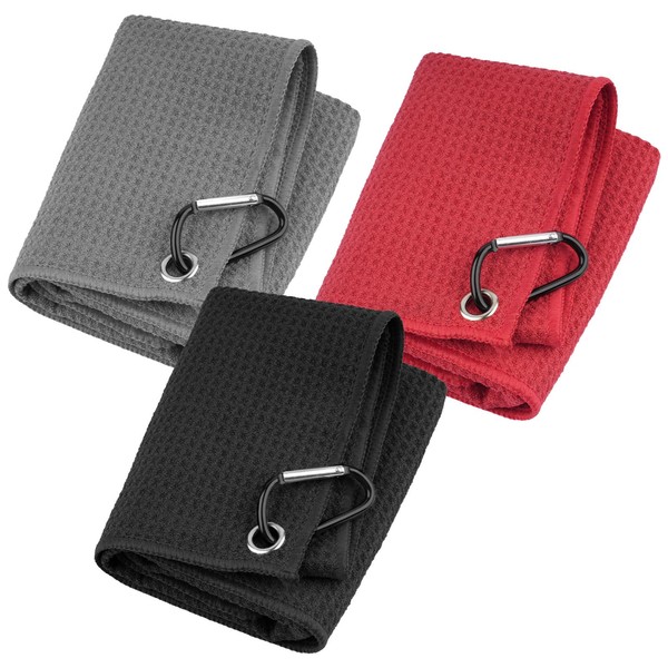 Weysoo Golf Towel 3 PCS, 40 X 40CM Microfiber Golf