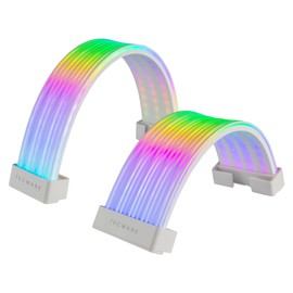 TECWARE Flex RGB, Cable Cover Kit, Light Up LED Strip Set for PSU Extensions, 5V 3 Pin ARGB Sync, Compatible with 8-Pin or 16-Pin GPU Cable, 24-Pin Motherboard Cable, White