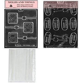 Number 60 plain Square lolly Chocolate Candy Mold, 60th lolly Chocolate Candy Mold & Happy Birthday lolly chocolate candy mold With Copywrited molding Instructions