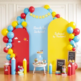 Red Yellow Blue Arch Backdrop Cover Set of 3 Spandex Photo Arch Covers Stretchy Backdrop Baby Shower Birthday Party Arch Covers 7.2 6.6 6 FT Arch Stand Cover Bridal Shower Banquet Decoration