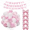 Bow Balloons, 47-Piece Pink Birthday Decoration Set – Baby Shower,