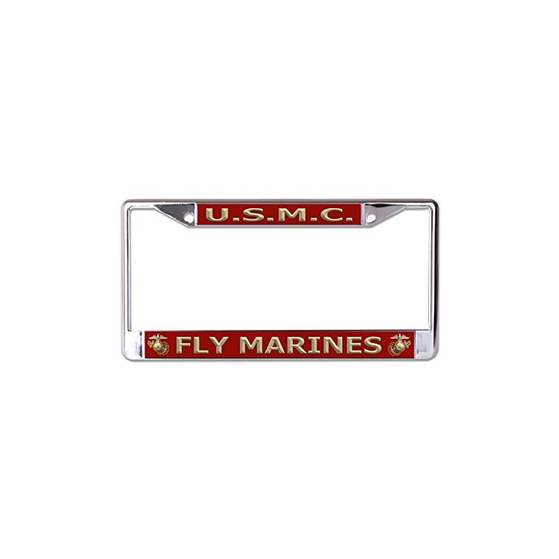 U.S.M.C. Fly Marines Chrome License Plate Frame